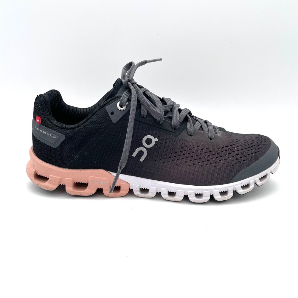 On Cloudflow Running Shoes Women 7.5 Black Rose Good CloudTec Sneakers